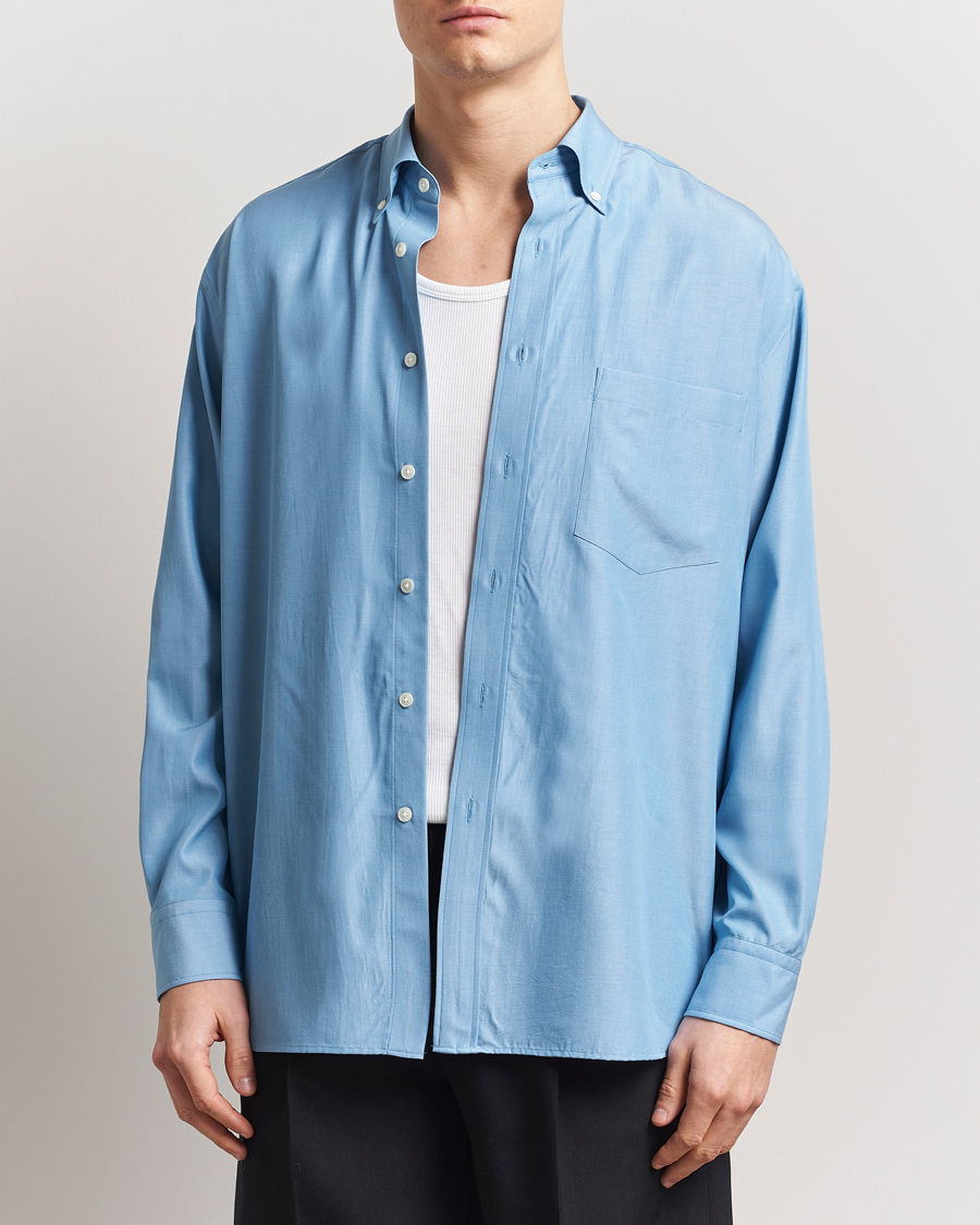 Herre | Skjorter | Auralee | Button Down Shirt Sax Blue