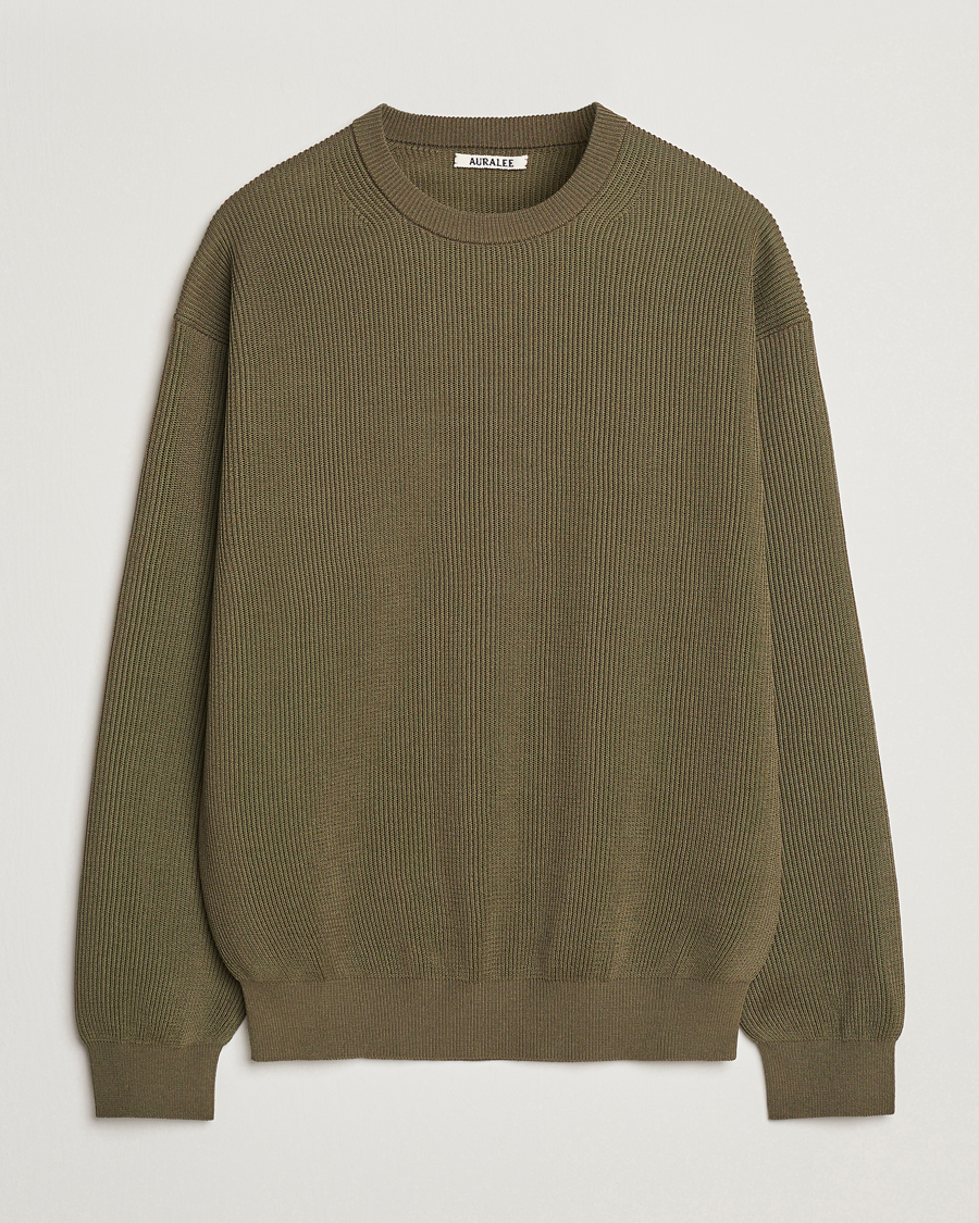 Herre | Gensere | Auralee | Cotton Rib Crew Neck Khaki