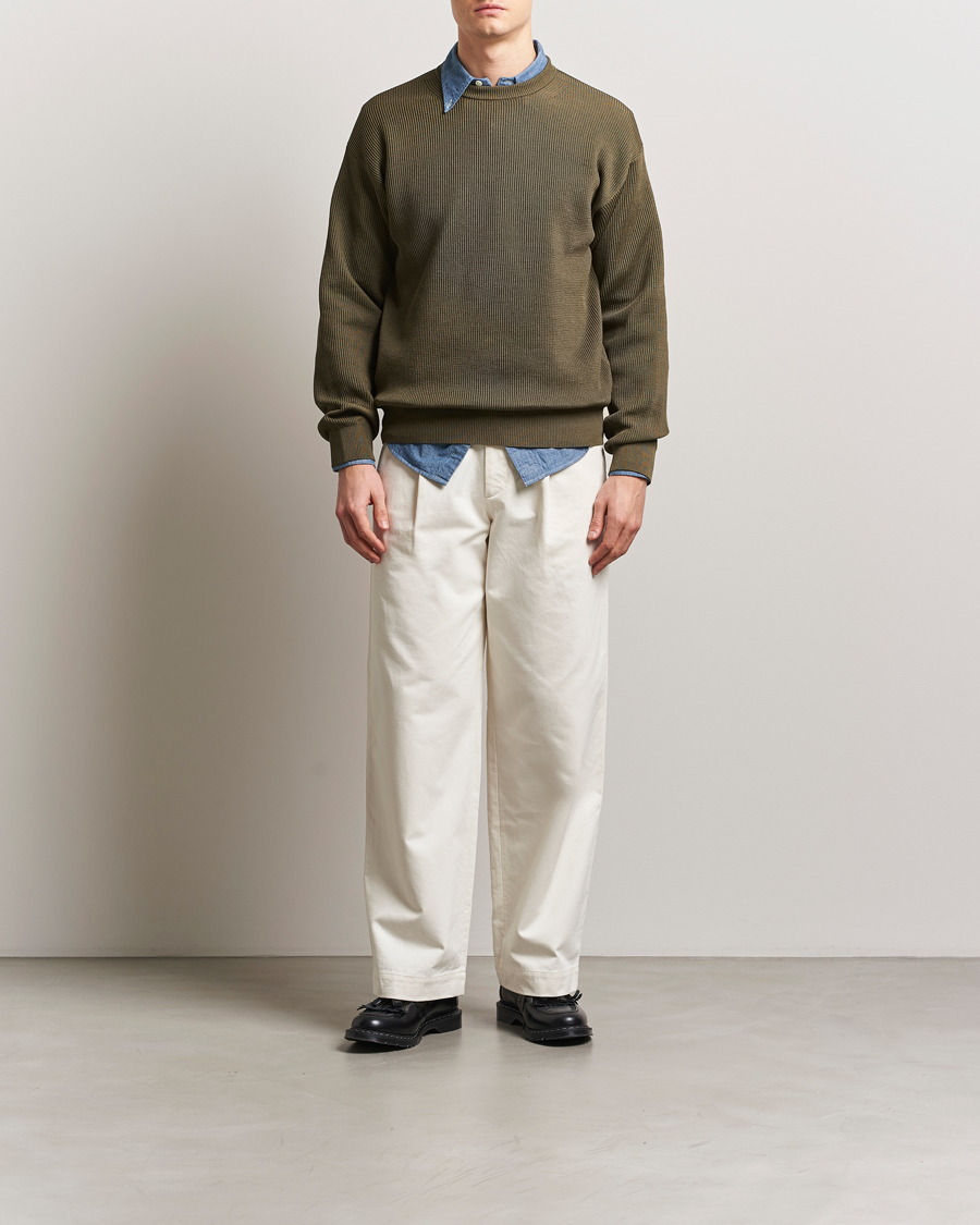 Herre | Gensere | Auralee | Cotton Rib Crew Neck Khaki