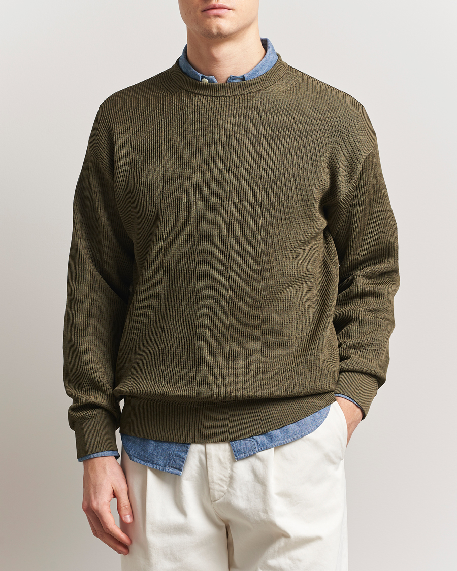Herre | Gensere | Auralee | Cotton Rib Crew Neck Khaki