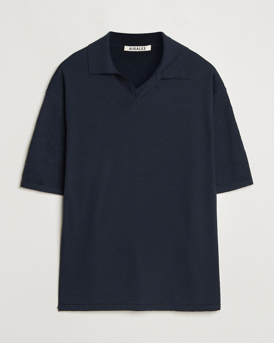 Herre | Gensere | Auralee | Wool Knit Polo Navy