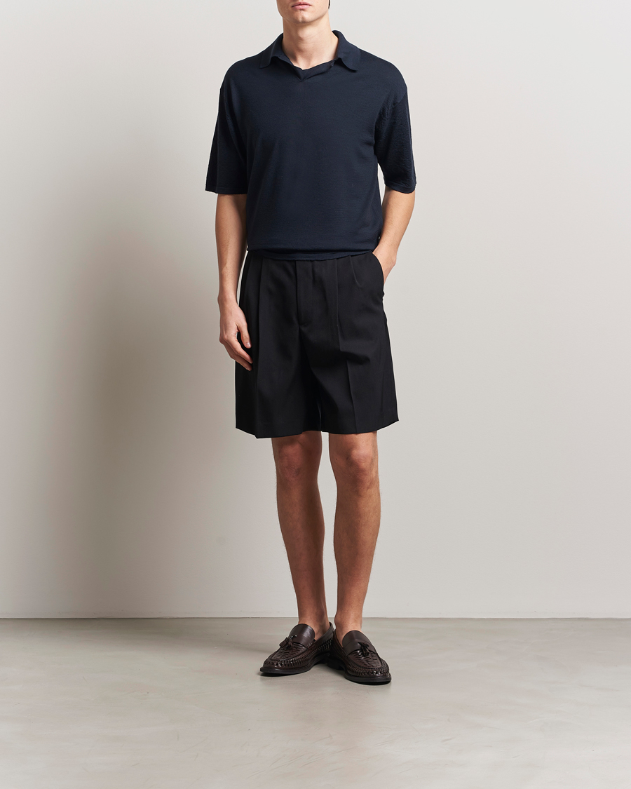 Herre | Gensere | Auralee | Wool Knit Polo Navy