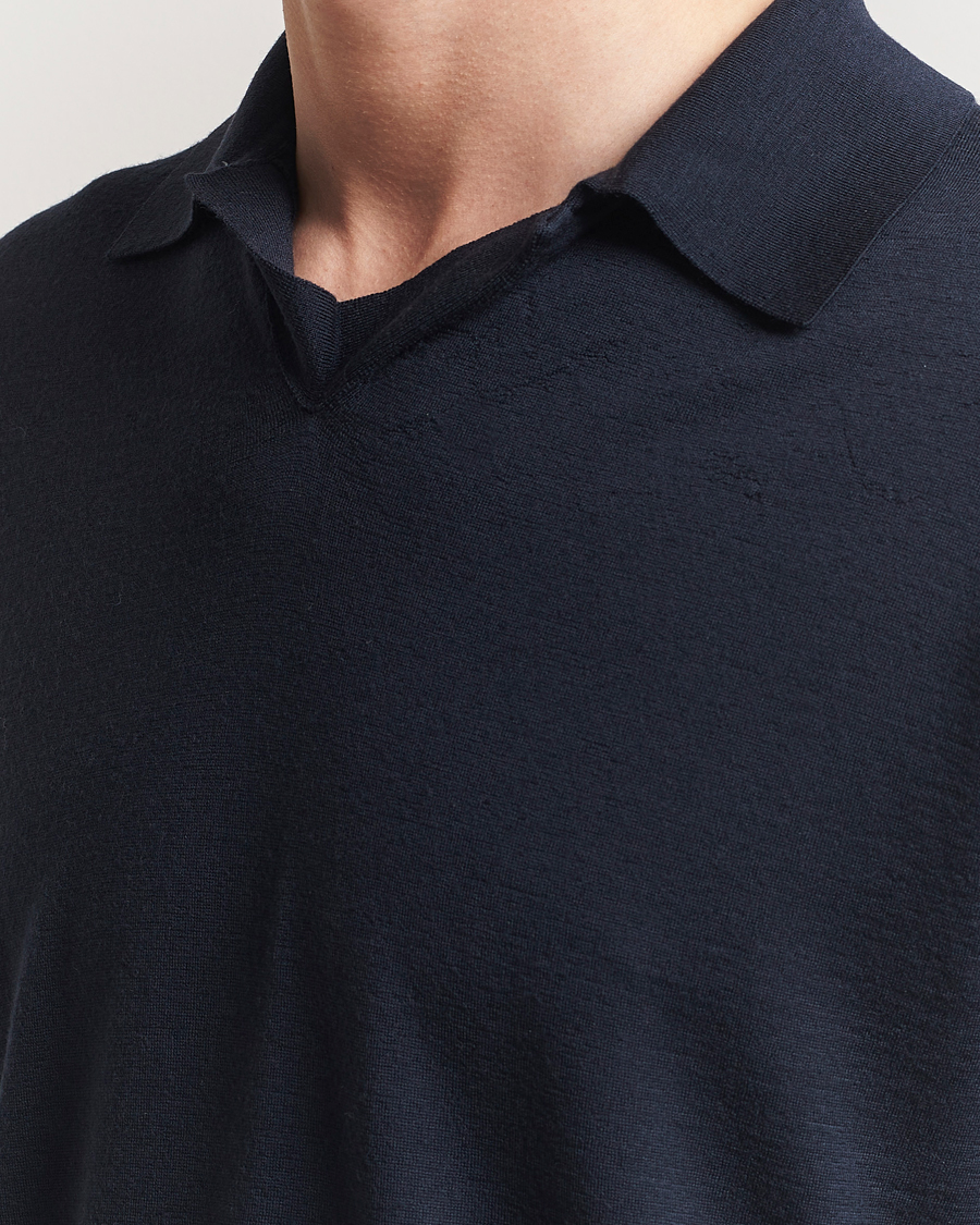 Herre | Gensere | Auralee | Wool Knit Polo Navy
