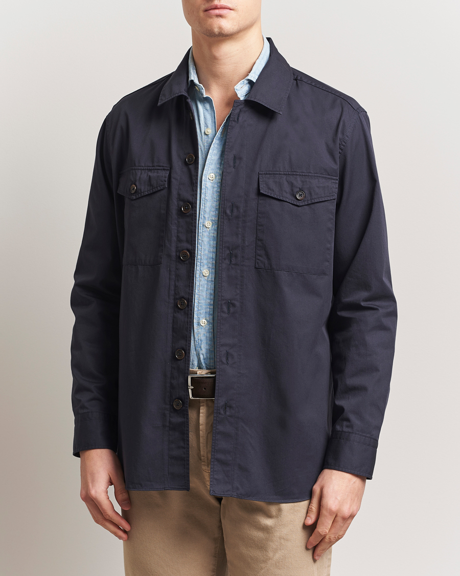 Herre | Skjorter | Grigio | Cotton Overshirt Navy