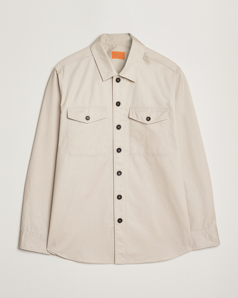 Herre | Skjorter | Grigio | Cotton Overshirt Beige