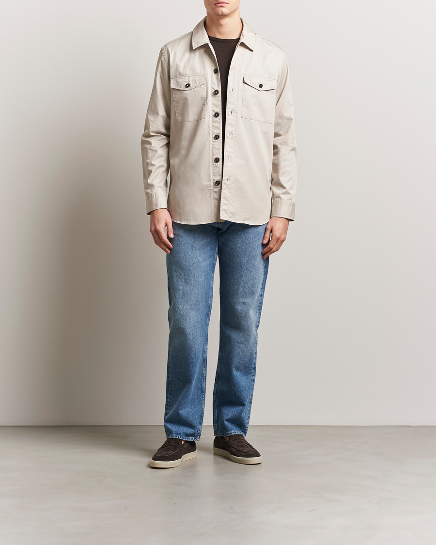 Herre | Skjorter | Grigio | Cotton Overshirt Beige