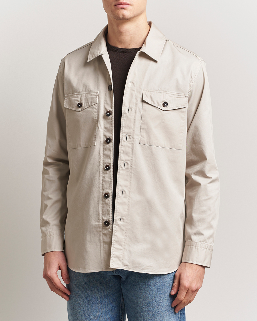 Herre | Skjorter | Grigio | Cotton Overshirt Beige