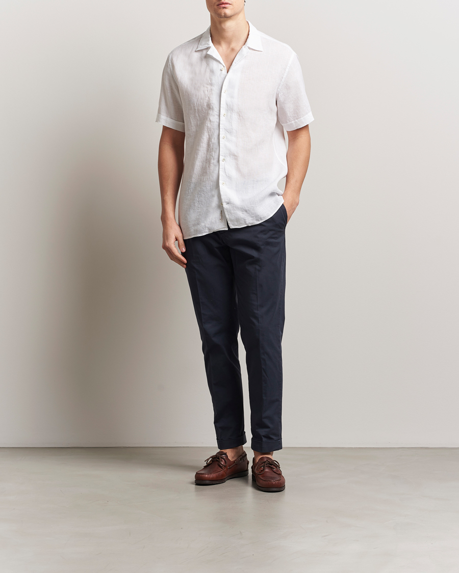 Herre | Skjorter | Stenströms | Short Sleeve Linen Shirt White