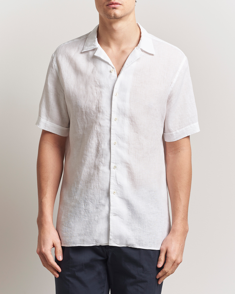 Herre | Skjorter | Stenströms | Short Sleeve Linen Shirt White