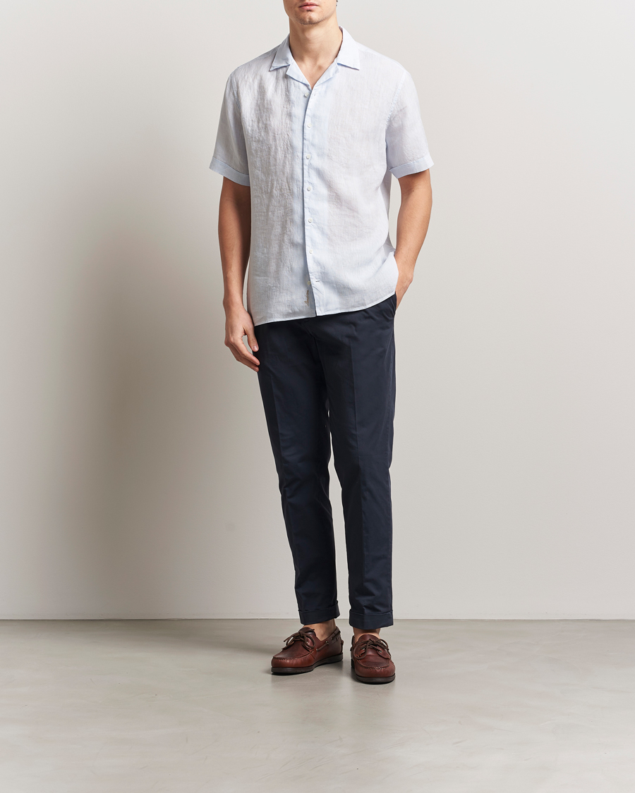 Herre | Skjorter | Stenströms | Short Sleeve Linen Shirt Light Blue