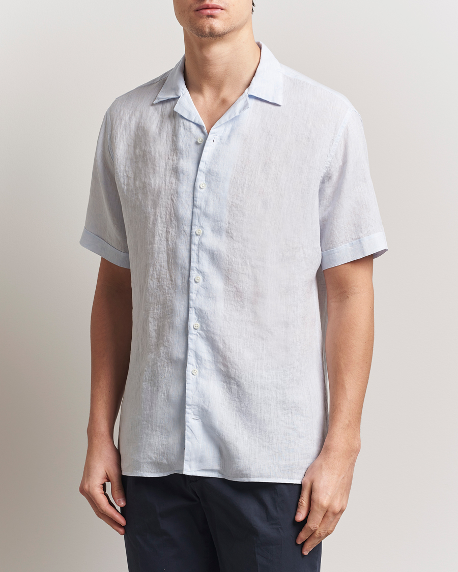Herre | Skjorter | Stenströms | Short Sleeve Linen Shirt Light Blue