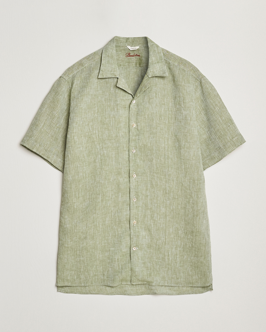 Herre | Skjorter | Stenströms | Short Sleeve Linen Shirt Green