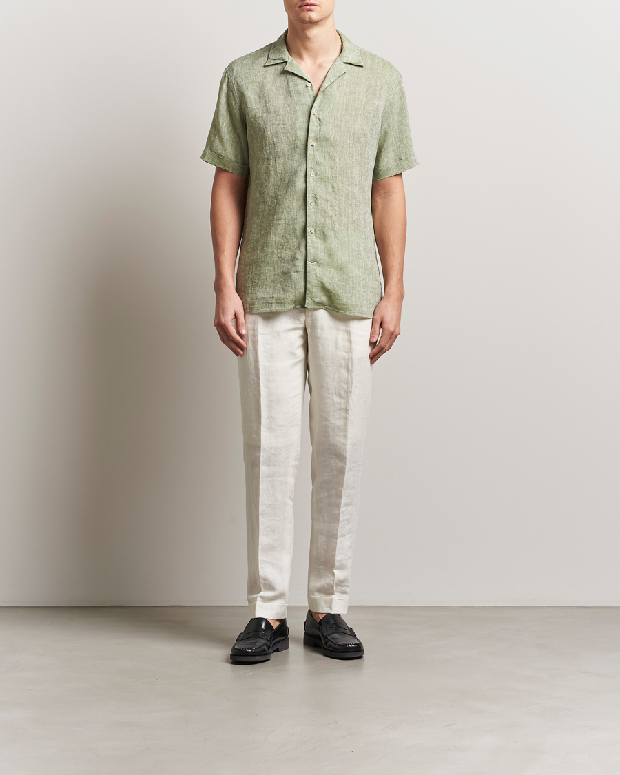 Herre | Skjorter | Stenströms | Short Sleeve Linen Shirt Green
