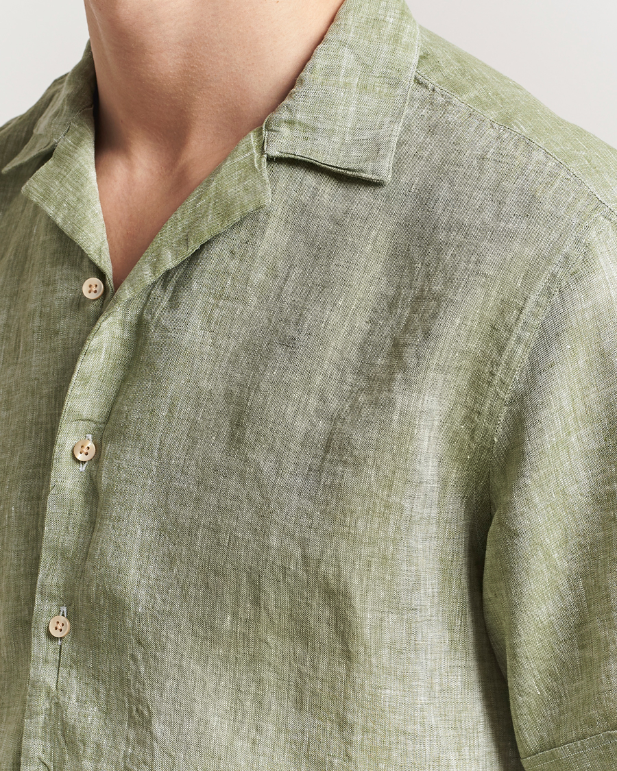 Herre | Skjorter | Stenströms | Short Sleeve Linen Shirt Green