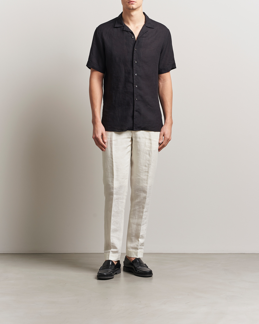 Herre | Skjorter | Stenströms | Short Sleeve Linen Shirt Black