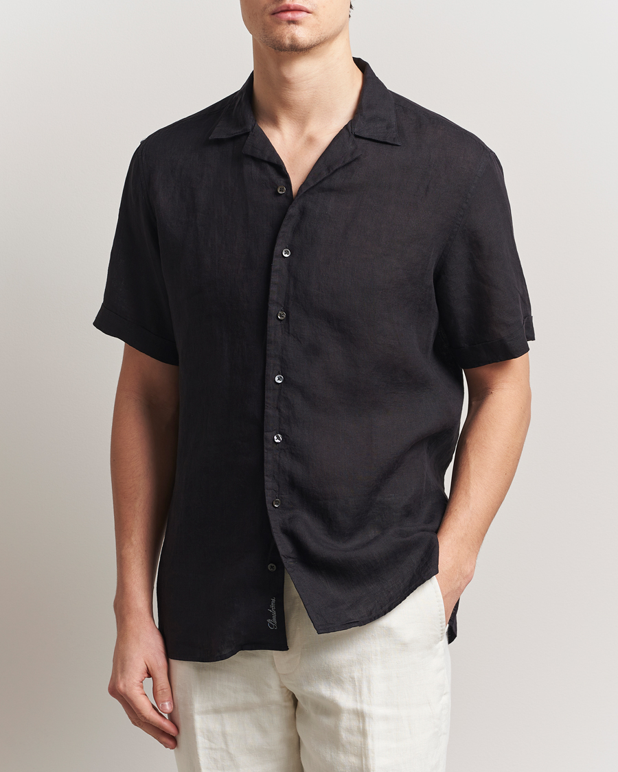 Herre | Skjorter | Stenströms | Short Sleeve Linen Shirt Black