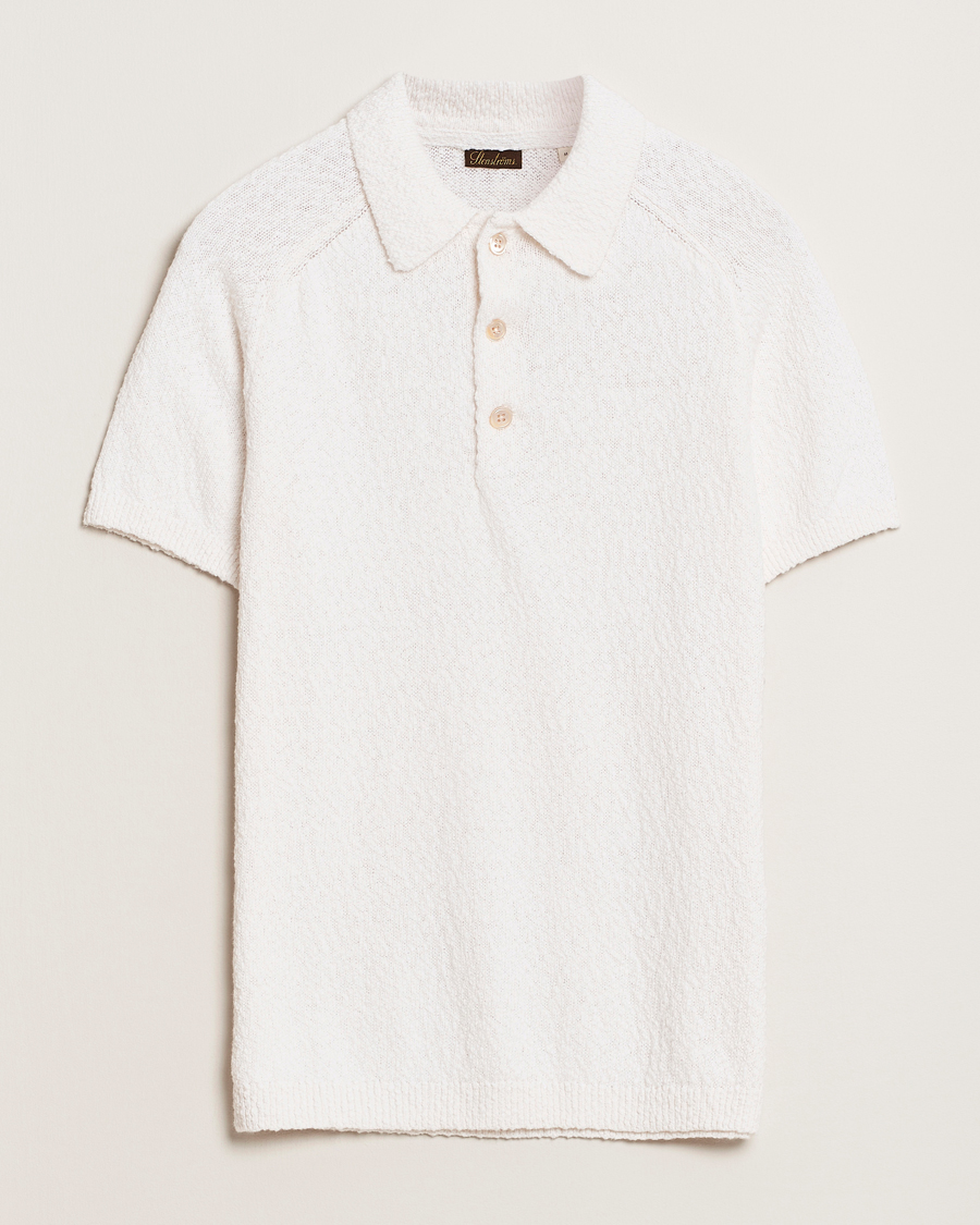 Herre | Pikéer | Stenströms | Knitted Boucle Cotton Polo White