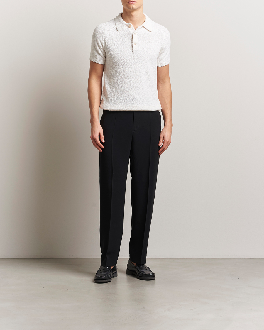 Herre | Pikéer | Stenströms | Knitted Boucle Cotton Polo White