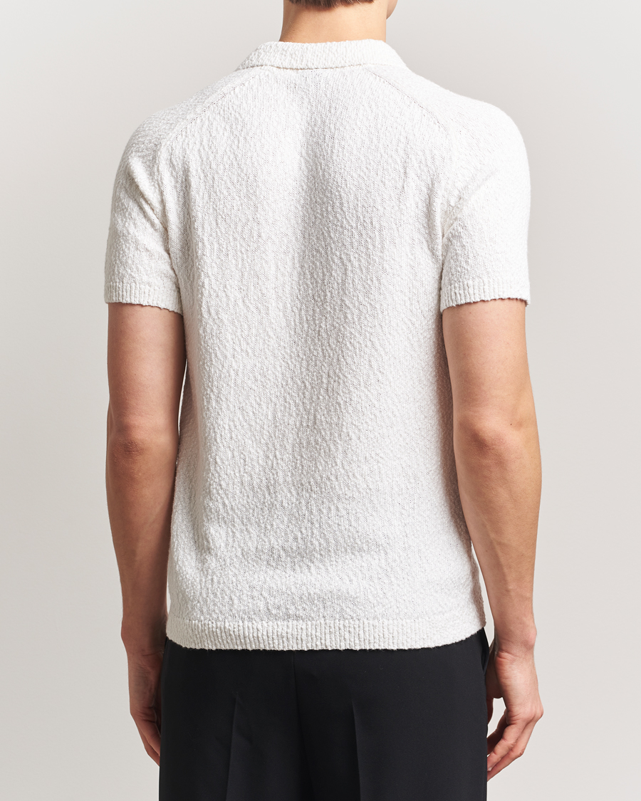 Herre | Pikéer | Stenströms | Knitted Boucle Cotton Polo White