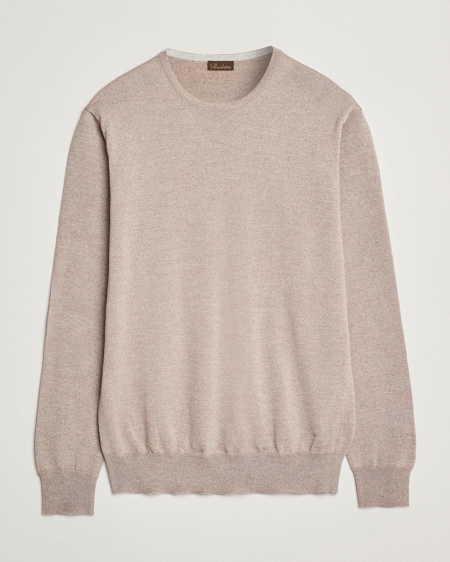 Herre | Gensere | Stenströms | Merino Patch Crew Neck Beige