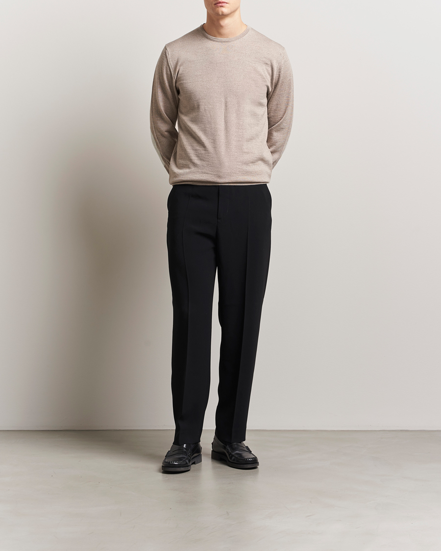 Herre | Gensere | Stenströms | Merino Patch Crew Neck Beige