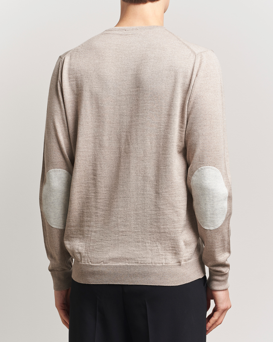 Herre | Gensere | Stenströms | Merino Patch Crew Neck Beige