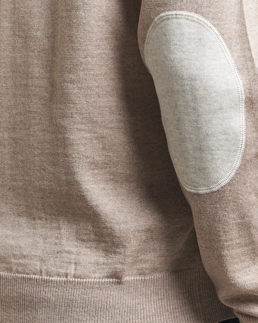 Herre | Gensere | Stenströms | Merino Patch Crew Neck Beige