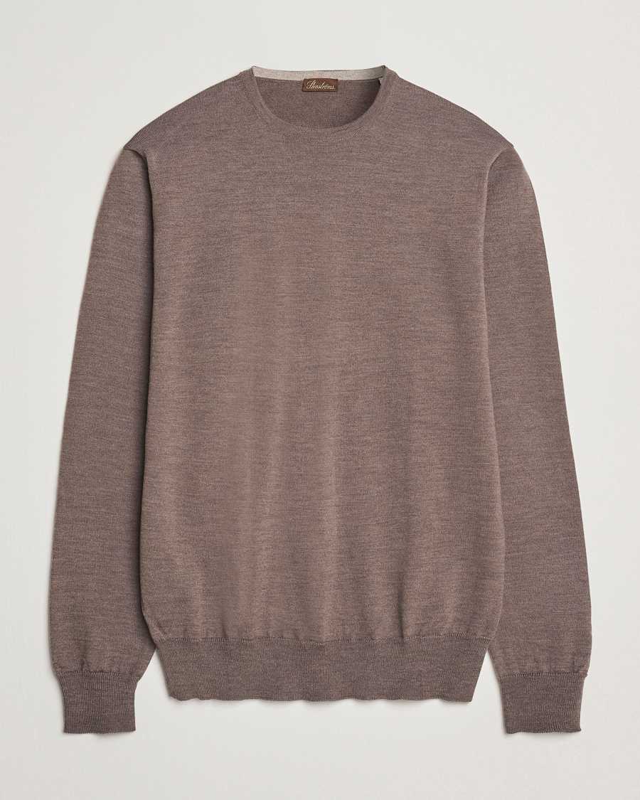 Herre | Gensere | Stenströms | Merino Patch Crew Neck Brown