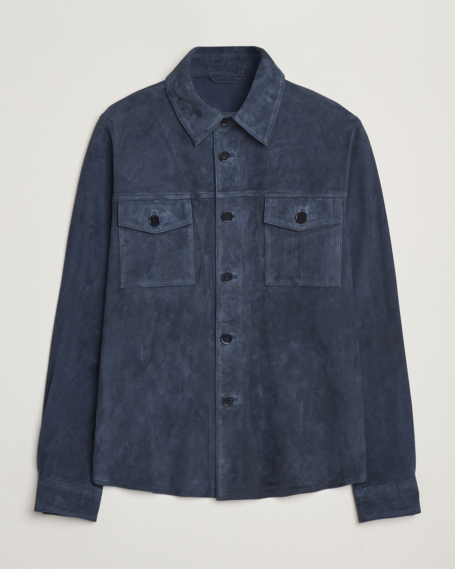 Herre | Jakker | Stenströms | Suede Overshirt Navy