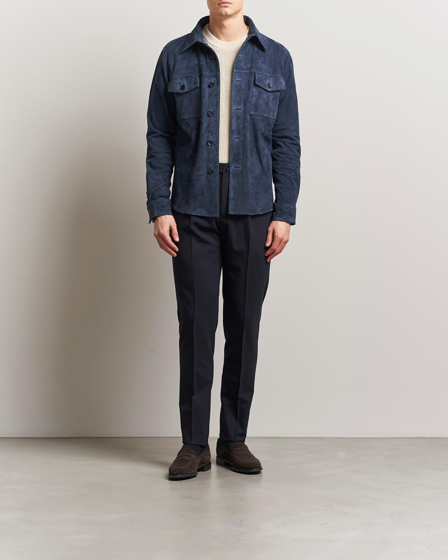 Herre | Jakker | Stenströms | Suede Overshirt Navy