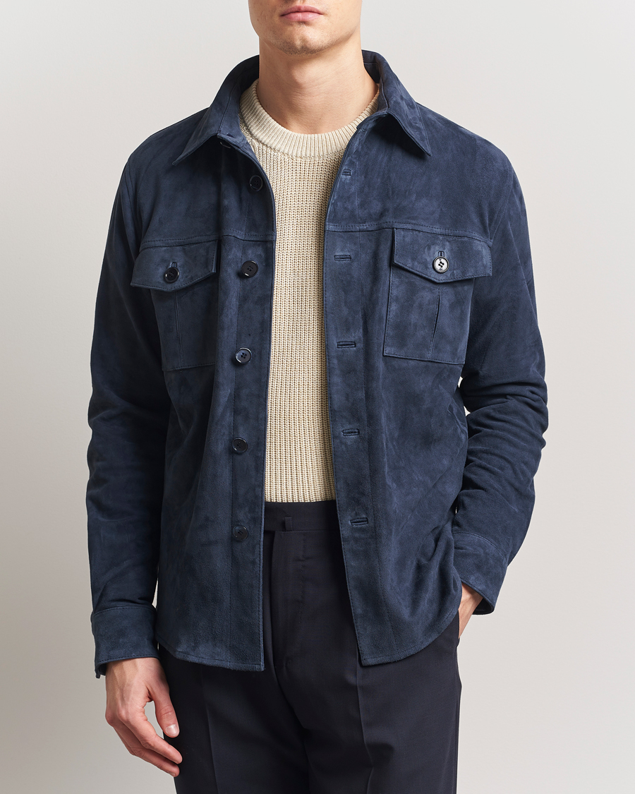 Herre | Jakker | Stenströms | Suede Overshirt Navy