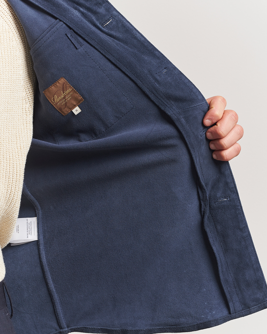 Herre | Jakker | Stenströms | Suede Overshirt Navy