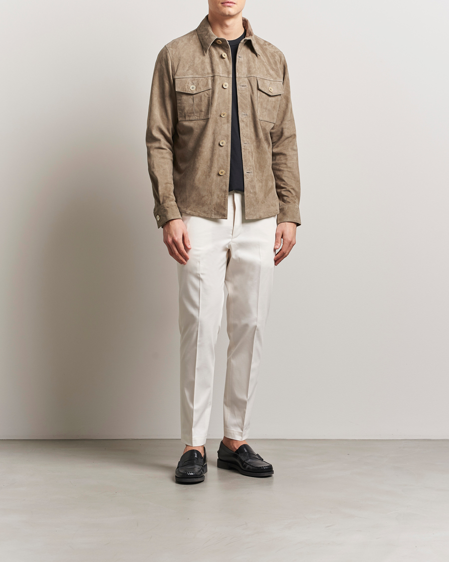 Herre | Jakker | Stenströms | Suede Overshirt Taupe