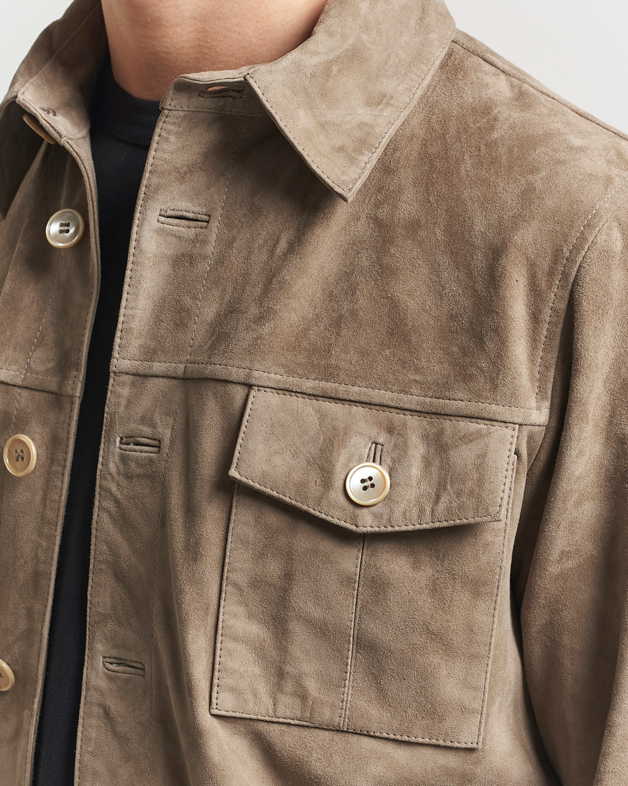 Herre | Jakker | Stenströms | Suede Overshirt Taupe