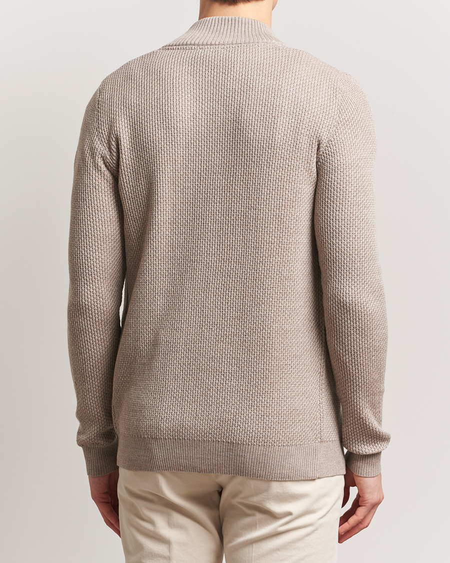 Herre | Gensere | Stenströms | Knitted Textured Merino Cardigan Beige
