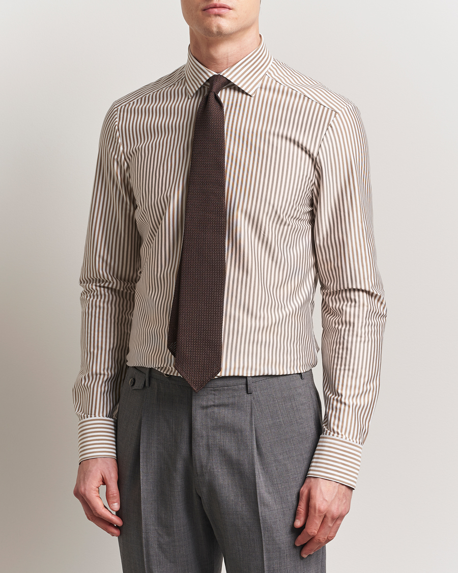 Herre | Skjorter | Stenströms | Striped Jersey Shirt Beige