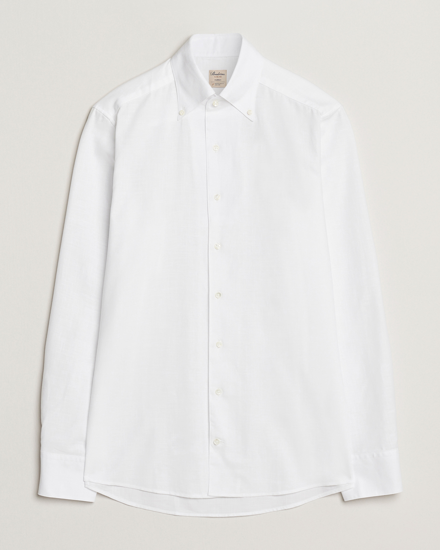 Herre | Skjorter | Stenströms | Soft Cotton One Piece Button Down Shirt White