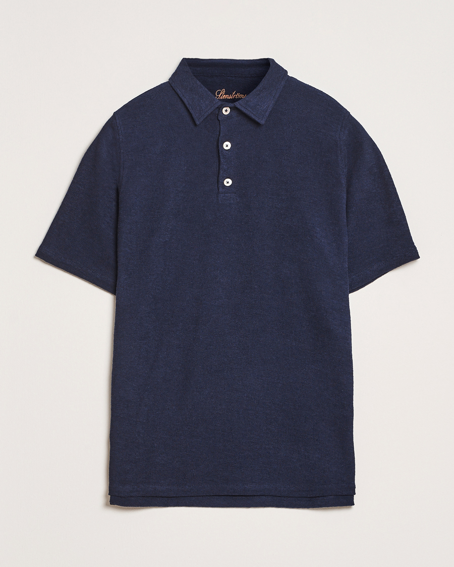 Herre | Pikéer | Stenströms | Terry Slub Cotton Polo Navy