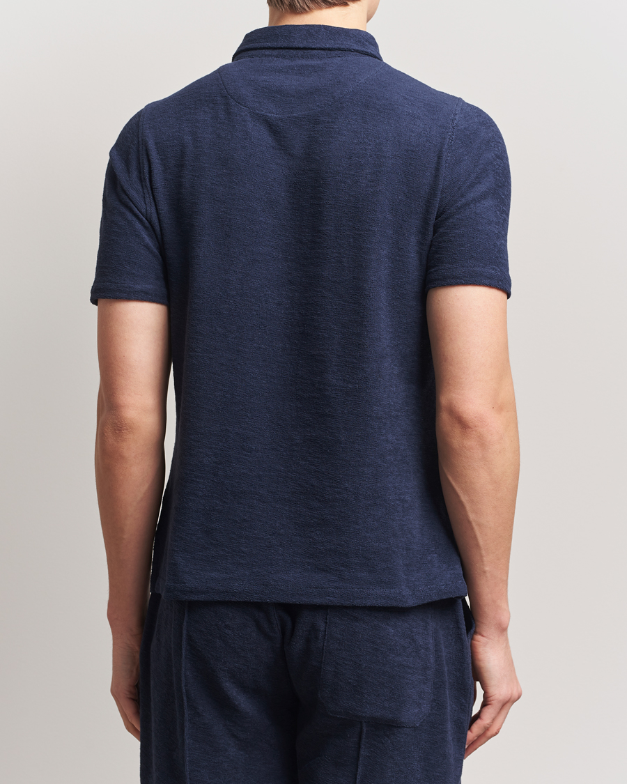 Herre | Pikéer | Stenströms | Terry Slub Cotton Polo Navy