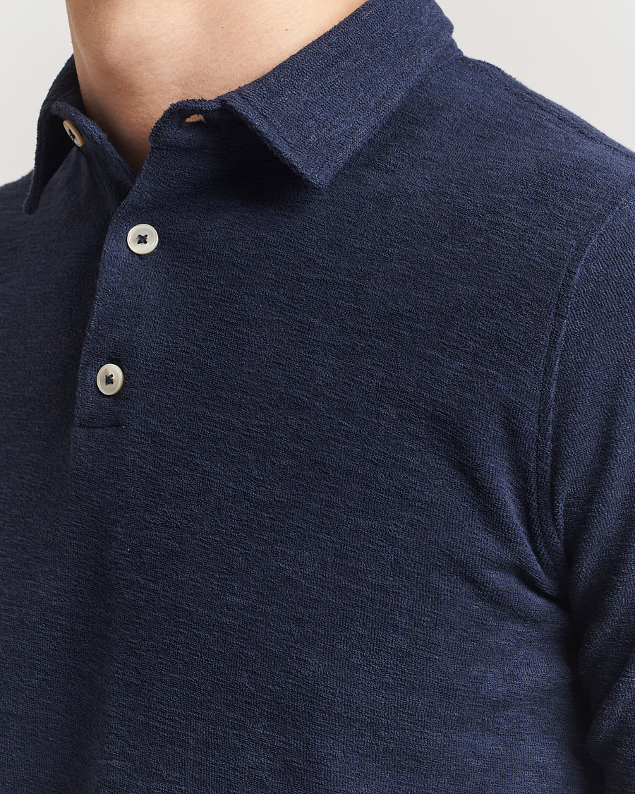 Herre | Pikéer | Stenströms | Terry Slub Cotton Polo Navy