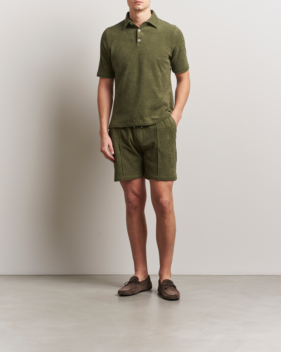 Herre | Pikéer | Stenströms | Terry Slub Cotton Polo Green