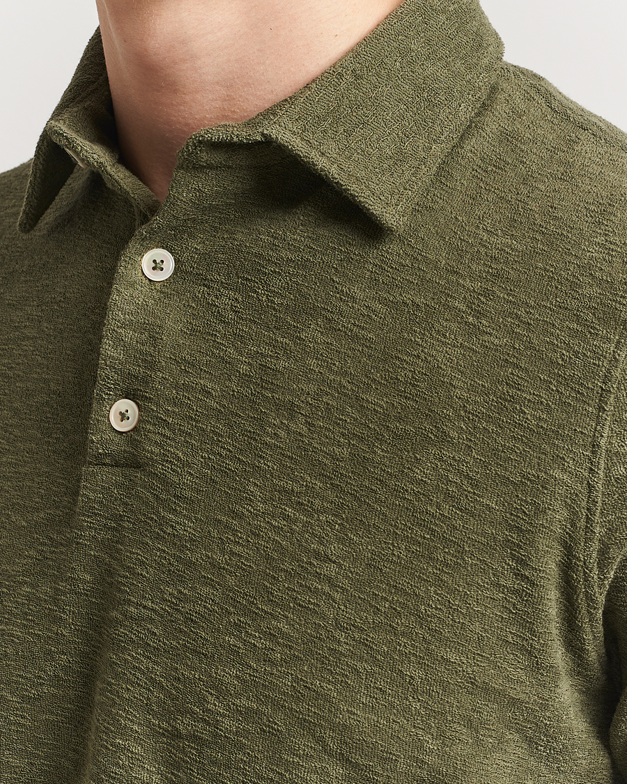 Herre | Pikéer | Stenströms | Terry Slub Cotton Polo Green