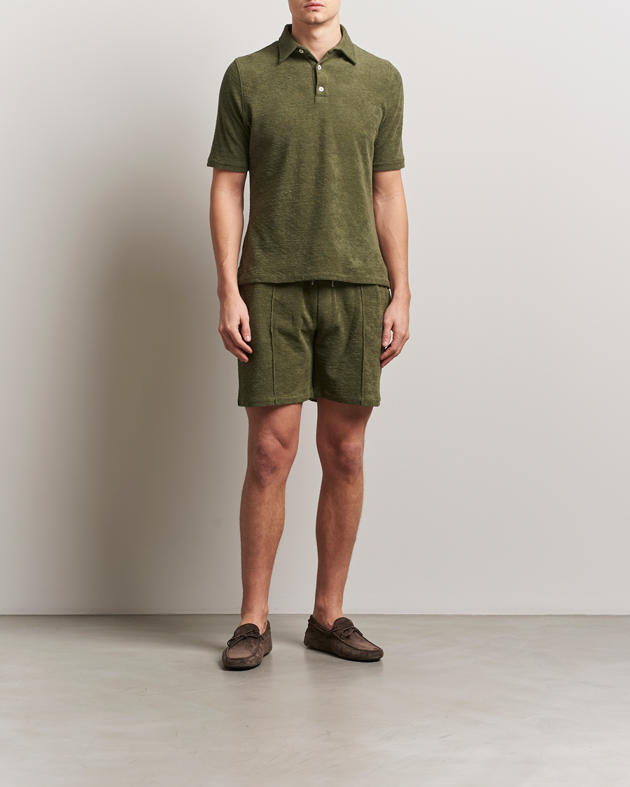 Herre | Shorts | Stenströms | Terry Slub Cotton Shorts Green