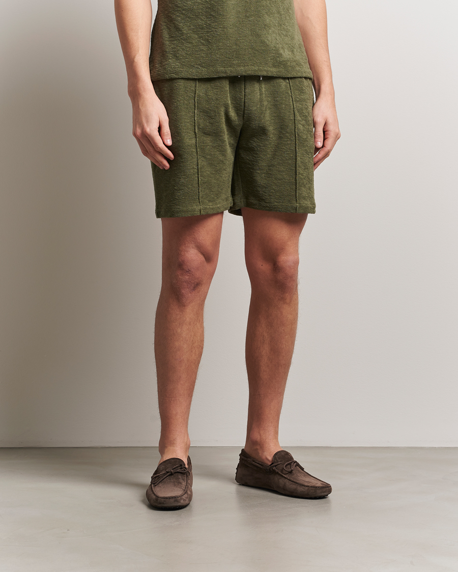 Herre | Shorts | Stenströms | Terry Slub Cotton Shorts Green