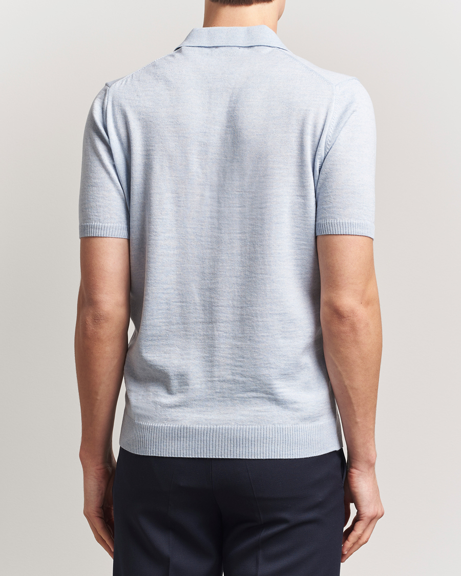 Herre | Pikéer | Stenströms | Knitted Merino Polo Light Blue