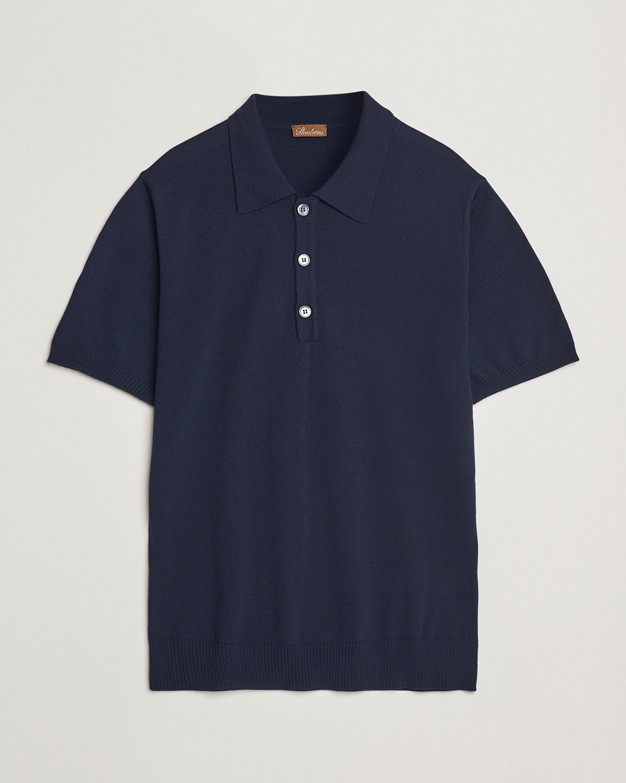 Herre | Pikéer | Stenströms | Knitted Merino Polo Navy