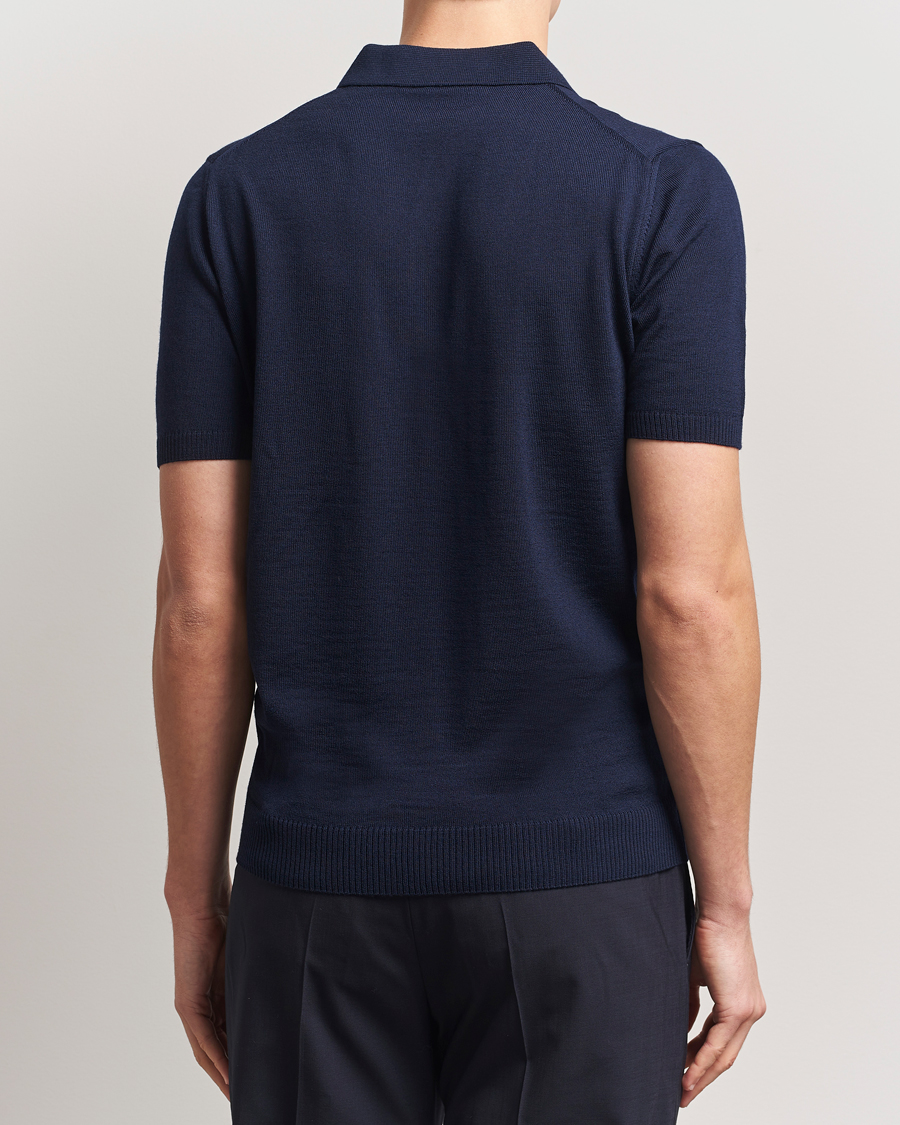 Herre | Pikéer | Stenströms | Knitted Merino Polo Navy
