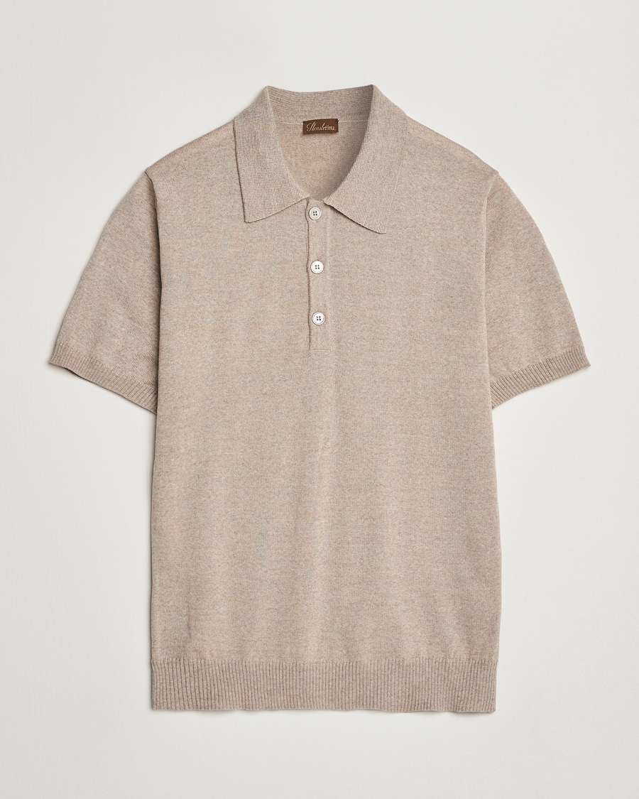 Herre | Pikéer | Stenströms | Knitted Merino Polo Taupe