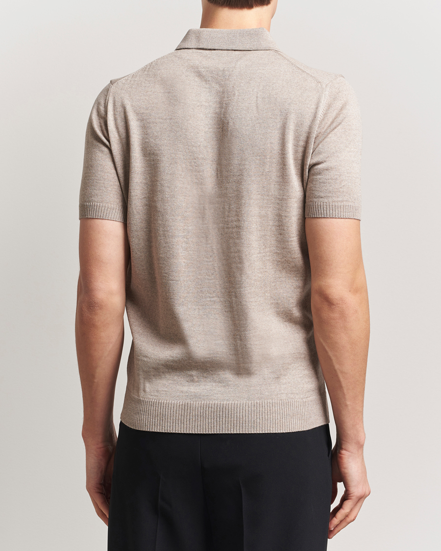 Herre | Pikéer | Stenströms | Knitted Merino Polo Taupe