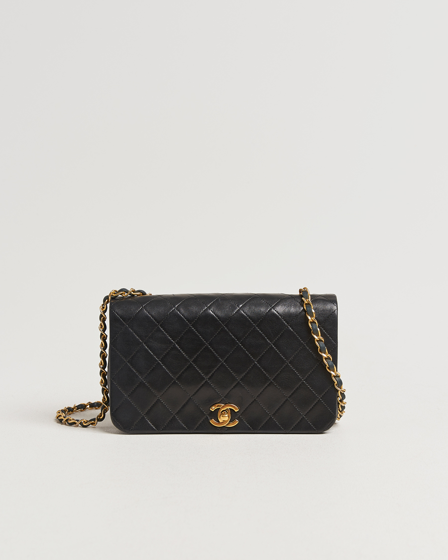 Herre | Chanel Pre-Owned Matelassé Single Full Flap Bag Black | Chanel Pre-Owned | Matelassé Single Full Flap Bag Black